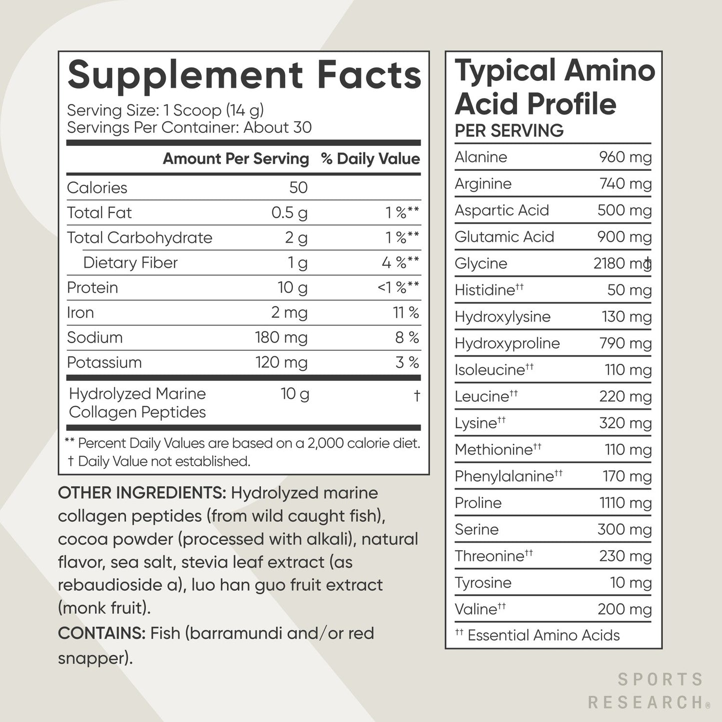 Marine Collagen Peptides Type 1 & 3 Protein Powder Amino Acids Dark Chocolate