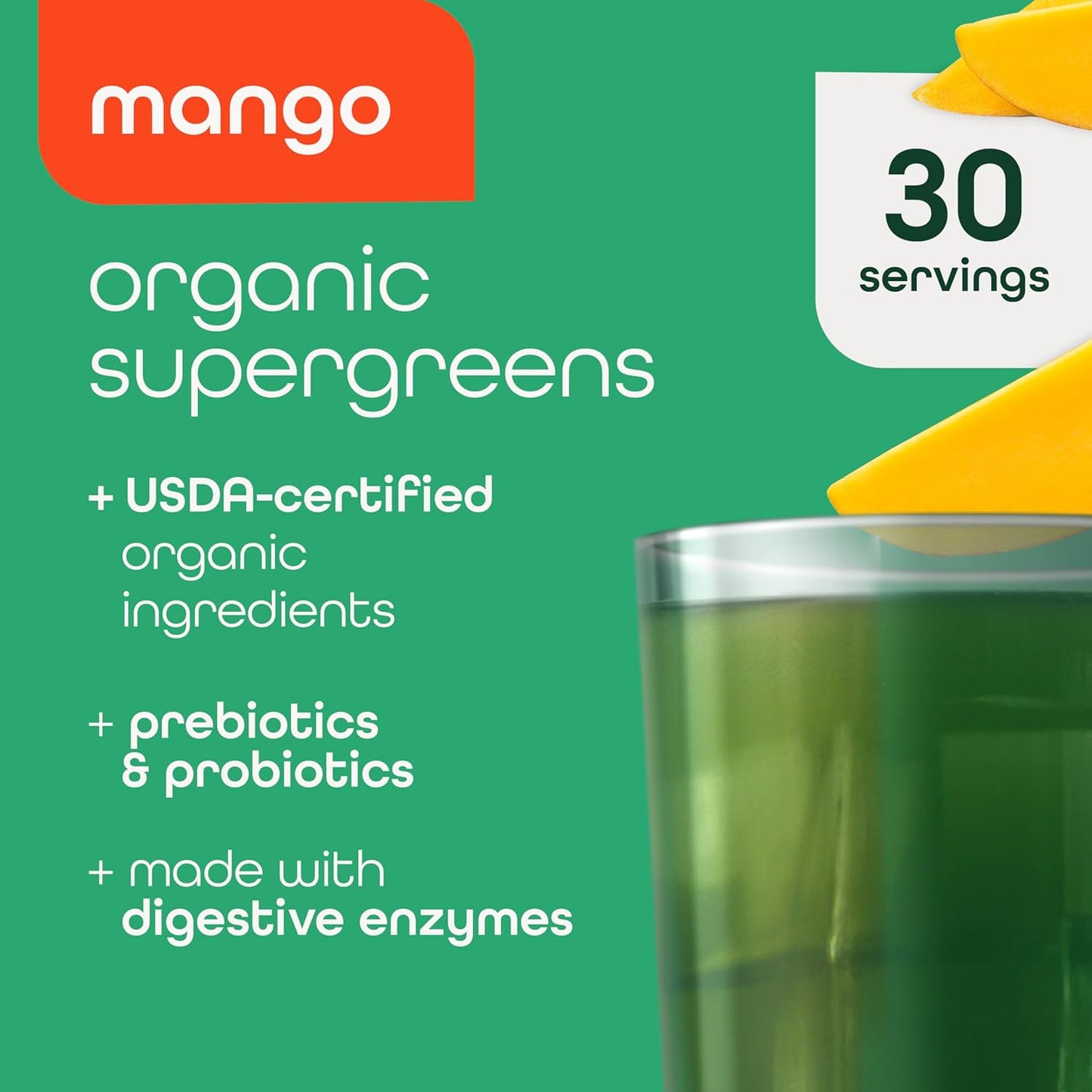 Zena Organic Super Greens Powder, 70+ Superfoods Drink Mix, 0 Sugar, 3G Fiber, F