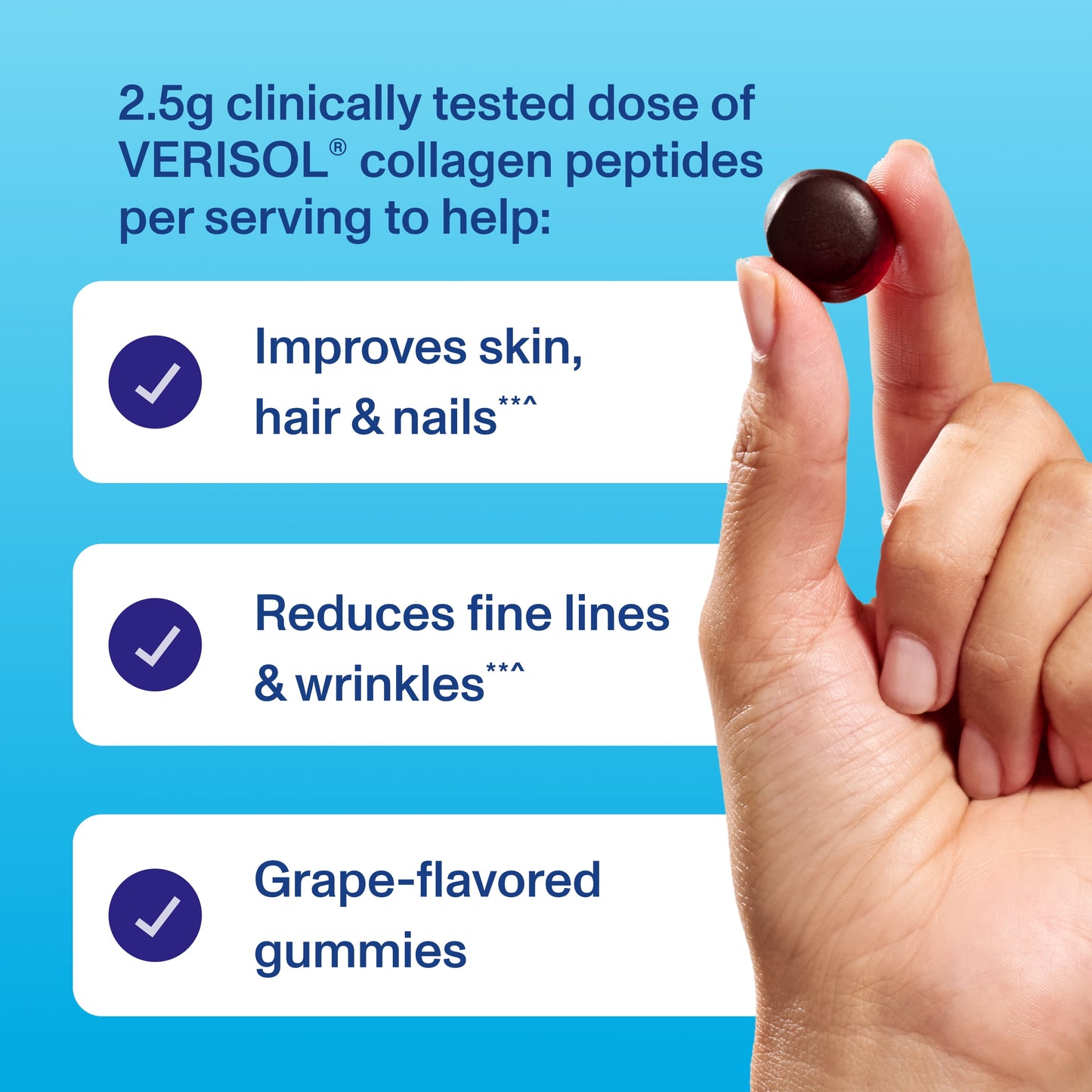 Collagen Peptides Joint Supplement Gummies for Hair, Skin, and Nails, Grape, 120 Count